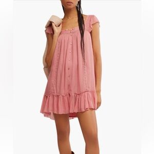 Free People Pink Ruffle Hem Dress